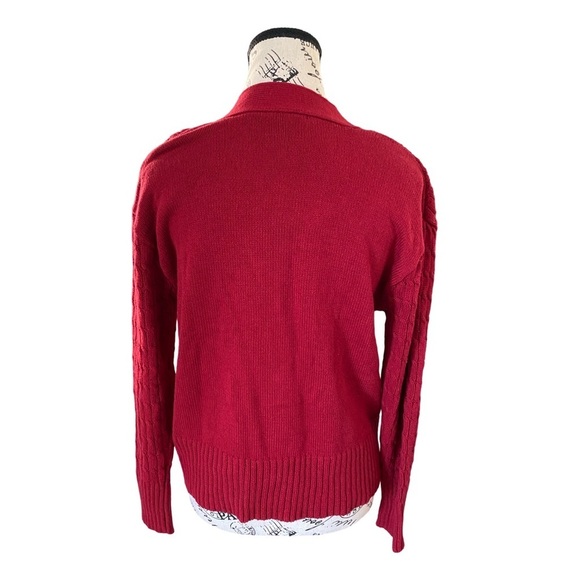 Anne Klein Red Long Sleeve Cable Cardigan Sweater With Jewel Buttons NWT Size S - Picture 5 of 8